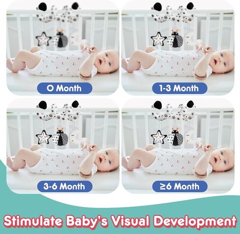 GKDOMS Baby Car Seat Toys Spiral Stroller Activity Toy Black and White High Contrast Sensory Toy Newborn Plush Hanging Toys Party Favors Baby Shower Thank You Gifts for 0-6Months Boys and Girls-BEE in Kuwait