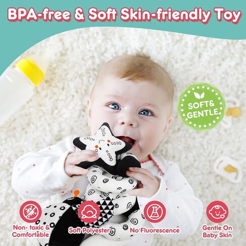GKDOMS Baby Car Seat Toys Spiral Stroller Activity Toy Black and White High Contrast Sensory Toy Newborn Plush Hanging Toys Party Favors Baby Shower Thank You Gifts for 0-6Months Boys and Girls-BEE in Kuwait