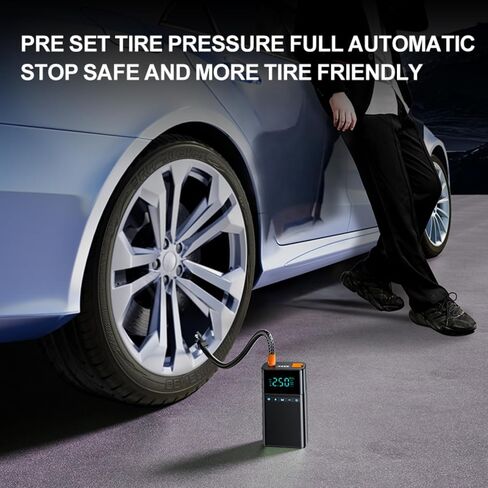 Portable Car Jump Starter with Air Compressor, 150PSI 1500A Car Battery Jump Starter (All Gas/10L Diesel), 12V Jump Box Car Battery Jumper Starter with Large LCD Display for Car, Bike, Ball. in Saudi Arabia