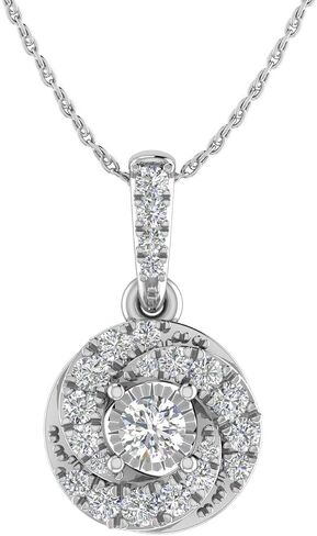 FINEROCK 10K Gold Diamond Knot Cluster Halo Pendant Necklace (0.15 Carat) in Saudi Arabia