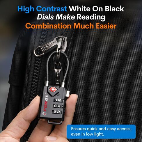 TSA Approved Cable Luggage Locks, Re-settable Combination with Alloy Body, Black 2 Locks. in Saudi Arabia