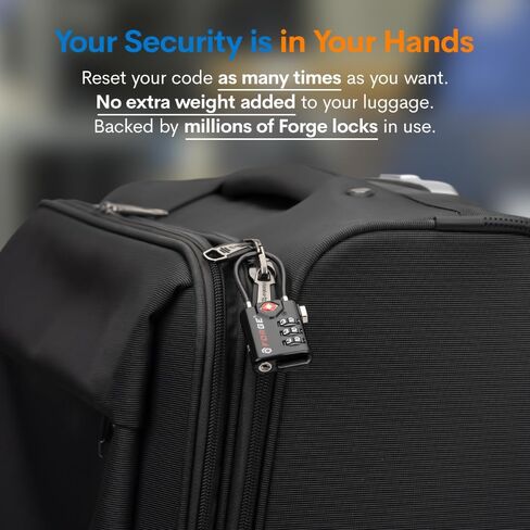 TSA Approved Cable Luggage Locks, Re-settable Combination with Alloy Body, Black 2 Locks. in Saudi Arabia