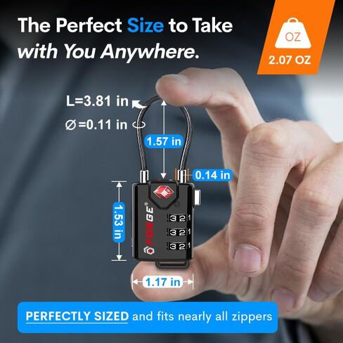 TSA Approved Cable Luggage Locks, Re-settable Combination with Alloy Body, Black 2 Locks. in Saudi Arabia