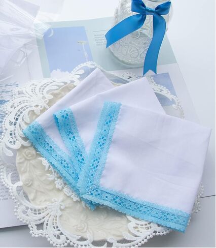 Ladies Handkerchiefs with Lace Pure Cotton Womens Hankies in Saudi Arabia