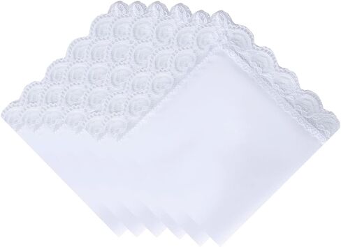 Ladies Handkerchiefs with Lace Pure Cotton Womens Hankies in Saudi Arabia
