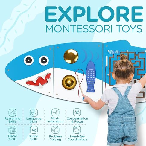 Monläurd® Caterpillar Montessori Busy Board,Sensory Board,Educational Toys,Activity Cube,Wall Toys,Daycare Furniture,Playroom Furniture,Interactive Toys,Wooden Toys,Learning Toys,Boys and Girls 6 M+ in Saudi Arabia