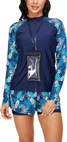 قمصان ملابس السباحة Stratuxx Kaze بأكمام طويلة وواقي من الطفح الجلدي بعامل حماية من الأشعة فوق البنفسجية 50+ حماية من الأشعة فوق البنفسجية للنساء والفتيات المراهقات in Kuwait