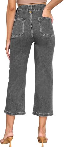 ALLABREVE Baggy Jeans for Women Boyfriend High Waisted Stretchy Straight Leg Cargo Denim Pants with Pockets Casual Pants in Saudi Arabia