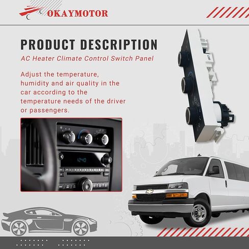 لوحة مفاتيح التحكم في المناخ لسخان التيار المتردد لـ 1996-2020 Chevy Express 1500 2500 C4500 Astro لـ GMC Savana 3500 4500 2003-2009 C5500 Topkick Safari 599-217 in Kuwait