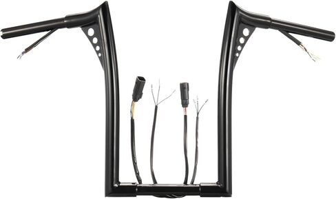 المقاود ذات الأسلاك المسبقة لـ Harley 2007-2014 Road King/Softail/Dyna/Sportster Bat-wing Meathook Ape Hangers 14 بوصة ارتفاع 1.25 بوصة شريط سمين مع CAN-Bus وحزام سلك إشارة الانعطاف سلكي مسبقًا، كروم in Saudi Arabia