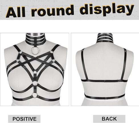 Plus Size Womens Pentagram Body Harness Bra Hollow Out Bra Tops Punk Lingerie Halloween Rave in Saudi Arabia