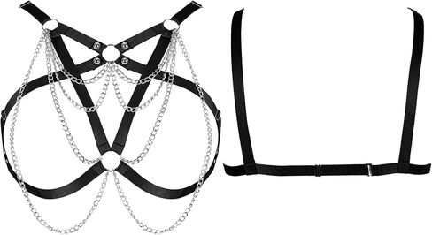 Plus Size Womens Pentagram Body Harness Bra Hollow Out Bra Tops Punk Lingerie Halloween Rave in Saudi Arabia