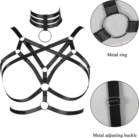 Plus Size Womens Pentagram Body Harness Bra Hollow Out Bra Tops Punk Lingerie Halloween Rave in Saudi Arabia