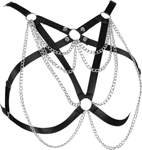 Plus Size Womens Pentagram Body Harness Bra Hollow Out Bra Tops Punk Lingerie Halloween Rave in Saudi Arabia