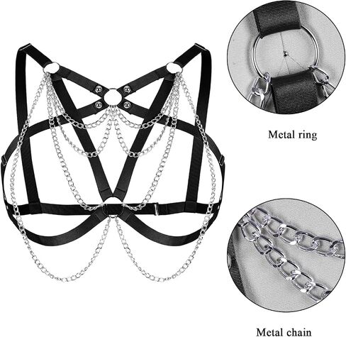Plus Size Womens Pentagram Body Harness Bra Hollow Out Bra Tops Punk Lingerie Halloween Rave in Saudi Arabia