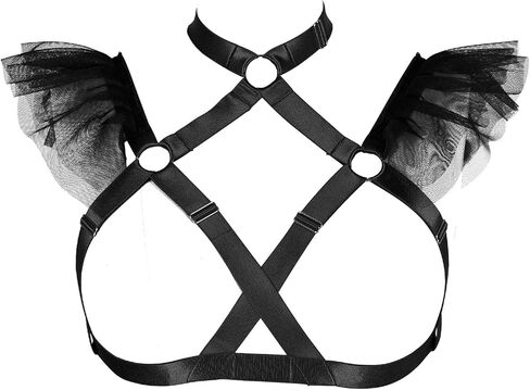 Plus Size Womens Pentagram Body Harness Bra Hollow Out Bra Tops Punk Lingerie Halloween Rave in Saudi Arabia