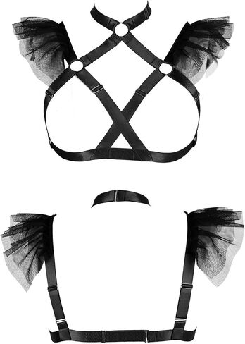 Plus Size Womens Pentagram Body Harness Bra Hollow Out Bra Tops Punk Lingerie Halloween Rave in Saudi Arabia
