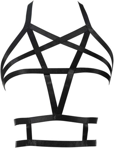 حمالة صدر بحزام، حمالة صدر Jelinda للسيدات Punk Criss Cross Cage Bralette بدون كعب (نمط 5) in Kuwait