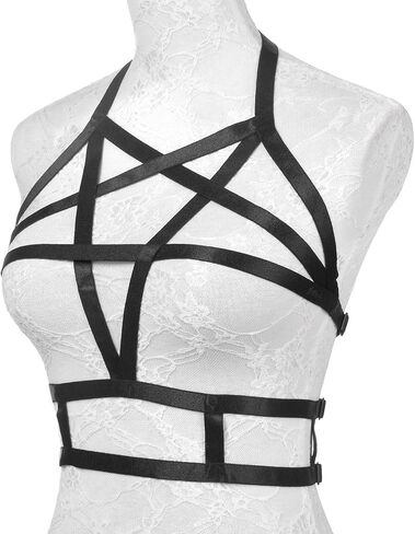 حمالة صدر بحزام، حمالة صدر Jelinda للسيدات Punk Criss Cross Cage Bralette بدون كعب (نمط 5) in Kuwait