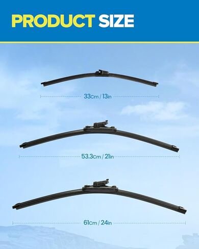 PHILTOP Automotive Replacement Windshield Wiper Blades 24"+21"+13" for Tiguan 2009 2010 2011 2012 2013 2014 2015 2016 2017 Front and Rear in Saudi Arabia
