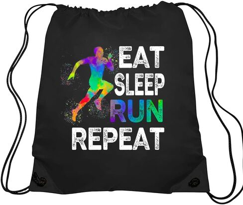 Eat Sleep Run Repeat Running Drawstring Backpacks, Unisex Running Bags for Gym Shopping Sport, Running Gifts for Men Track And Field Lover, Cross Country Running Gifts for Runners Male in Saudi Arabia