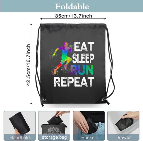 Eat Sleep Run Repeat Running Drawstring Backpacks, Unisex Running Bags for Gym Shopping Sport, Running Gifts for Men Track And Field Lover, Cross Country Running Gifts for Runners Male in Saudi Arabia