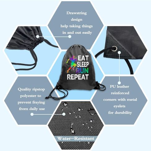 Eat Sleep Run Repeat Running Drawstring Backpacks, Unisex Running Bags for Gym Shopping Sport, Running Gifts for Men Track And Field Lover, Cross Country Running Gifts for Runners Male in Saudi Arabia