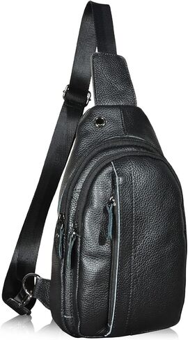 Le'aokuu Mens Outdoor Casual Tea Travel Hiking Crossbody Chest Sling Bag Rig One Shoulder Strap Bag Backpack Men Leather 010 in Saudi Arabia