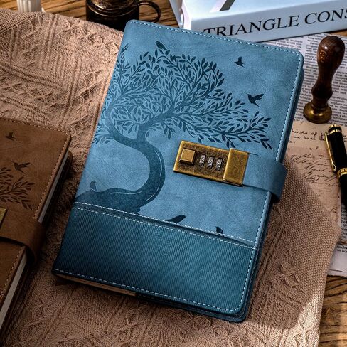 Vintage Diary with Lock for Women Men 256 Pages Leather Password Journal with Lock A5 Locked Journals for Writing Note Taking, 5.9x 8.3 in, Green in Saudi Arabia