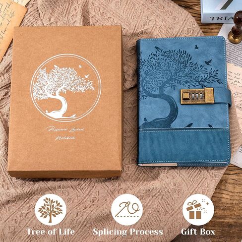 Vintage Diary with Lock for Women Men 256 Pages Leather Password Journal with Lock A5 Locked Journals for Writing Note Taking, 5.9x 8.3 in, Green in Saudi Arabia
