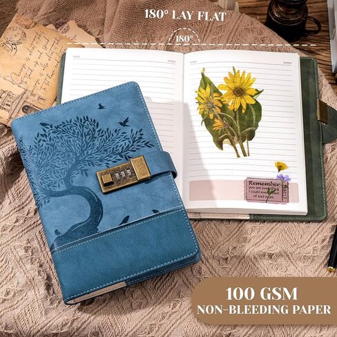 Vintage Diary with Lock for Women Men 256 Pages Leather Password Journal with Lock A5 Locked Journals for Writing Note Taking, 5.9x 8.3 in, Green in Saudi Arabia