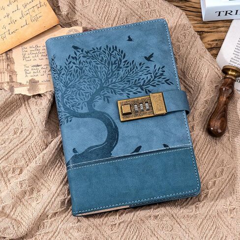 Vintage Diary with Lock for Women Men 256 Pages Leather Password Journal with Lock A5 Locked Journals for Writing Note Taking, 5.9x 8.3 in, Green in Saudi Arabia
