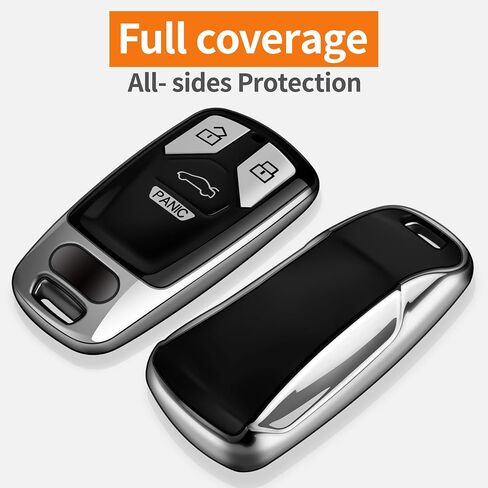 Sindeda for Audi Key Fob Cover with Keychain Soft Full Protection Key Shell Key Case Compatible with A4 Q7 Q5 TT A3 A6 SQ5 R8 S5 Smart Key (Red) in Saudi Arabia