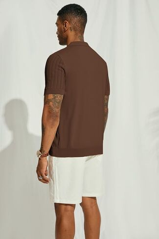 PJ PAUL JONES Mens Knit Shirt Short Sleeve Summer Hollow Out Shirt Beach Button Down Shirt in Saudi Arabia