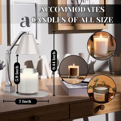 Candle Warmer Lamp with Timer – Wax Melt Warmer with 2 Bulbs - Lamp Dimmer Wax Warmer for Scented Wax – Adjustable Height Ultra-Elegant Wax Melter Candle Lamp Warmer - Golden in Saudi Arabia
