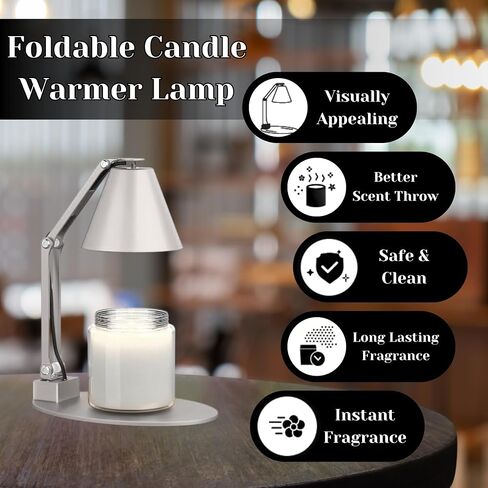 Candle Warmer Lamp with Timer – Wax Melt Warmer with 2 Bulbs - Lamp Dimmer Wax Warmer for Scented Wax – Adjustable Height Ultra-Elegant Wax Melter Candle Lamp Warmer - Golden in Saudi Arabia