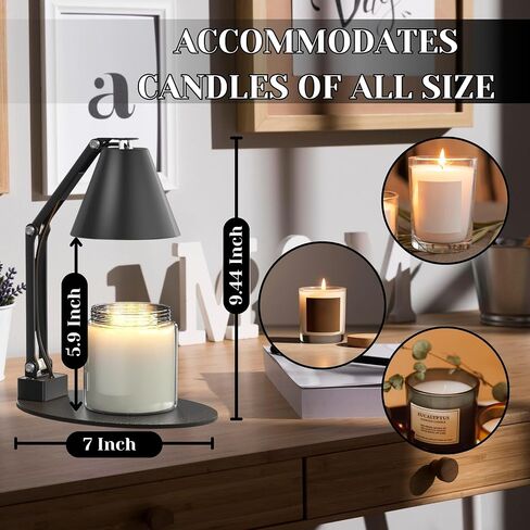 Candle Warmer Lamp with Timer – Wax Melt Warmer with 2 Bulbs - Lamp Dimmer Wax Warmer for Scented Wax – Adjustable Height Ultra-Elegant Wax Melter Candle Lamp Warmer - Golden in Saudi Arabia