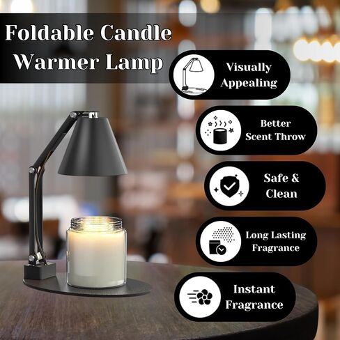 Candle Warmer Lamp with Timer – Wax Melt Warmer with 2 Bulbs - Lamp Dimmer Wax Warmer for Scented Wax – Adjustable Height Ultra-Elegant Wax Melter Candle Lamp Warmer - Golden in Saudi Arabia