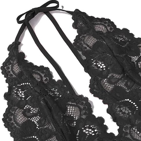 ملابس داخلية للنساء ملابس نوم بيبي دول زهرية بدون ظهر قميص دانتيل شفاف من خلال رسن ملابس نوم عميقة على شكل حرف V فستان تيدي صغير in Kuwait