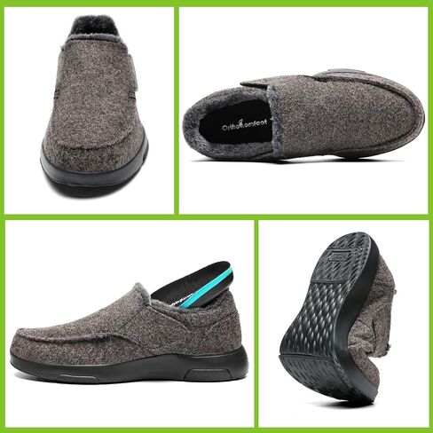 OrthoComfoot Orthopedic Slippers with Arch Support for Mens, Comfortable Plantar Fasciitis House Shoes, Winter Orthotic Moccasin Slip-On for Foot and Heel Pain in Kuwait