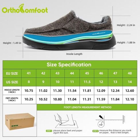 OrthoComfoot Orthopedic Slippers with Arch Support for Mens, Comfortable Plantar Fasciitis House Shoes, Winter Orthotic Moccasin Slip-On for Foot and Heel Pain in Kuwait