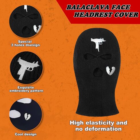 Xotic Tech 2Pcs Car Funny Decoration Spoof Balaclava Face Headrest Cover, Scary Bank Robber Costume Front Seat Head Rest Protector, Halloween Bandit Mask Auto Accessories Universal for Most Car-White in Saudi Arabia