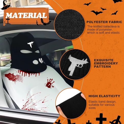 Xotic Tech 2Pcs Car Funny Decoration Spoof Balaclava Face Headrest Cover, Scary Bank Robber Costume Front Seat Head Rest Protector, Halloween Bandit Mask Auto Accessories Universal for Most Car-White in Saudi Arabia