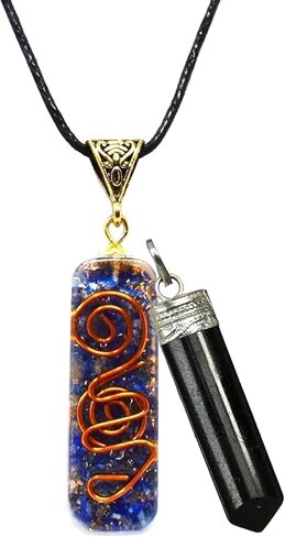 Orgonite Shop قلادة قلادة من أنبوب التورمالين الأسود، قلادة من التورمالين الأسود مجوهرات شقرا للنساء والرجال، قلادة من الكريستال التورمالين الأسود مصنوعة يدويًا للتأمل in Saudi Arabia