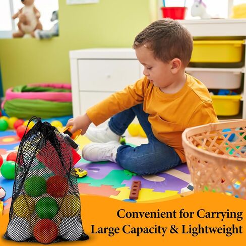 Mesh Bag, 4 Pcs Colorful Large Drawstring Bag Heavy Duty Portable Storage Bag Foldable Toy Mesh Bags Lightweight Beach Bag Durable Mesh Sports Bag for Trip Gym Beach Toys in Saudi Arabia