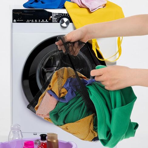 Mesh Bag, 4 Pcs Colorful Large Drawstring Bag Heavy Duty Portable Storage Bag Foldable Toy Mesh Bags Lightweight Beach Bag Durable Mesh Sports Bag for Trip Gym Beach Toys in Saudi Arabia