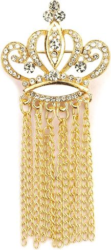 Knighthood Crown With White Stones Hanging Chain Collar Pin Brooch, Suit Stud, Shirt Studs, Lapel Pin Accessories for Men Women in Saudi Arabia