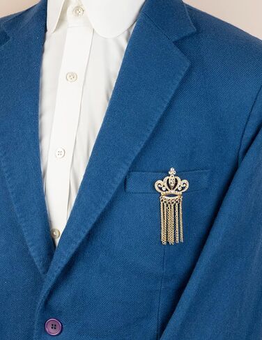 Knighthood Crown With White Stones Hanging Chain Collar Pin Brooch, Suit Stud, Shirt Studs, Lapel Pin Accessories for Men Women in Saudi Arabia