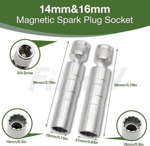16mm Magnetic Spark Plug Socket, 360-degree Universal Joint 3/8-Inch Drive 12 Point Magnetic Swivel Socket Removal Tool Compatible with Motorcycle,Car,SUV in Saudi Arabia