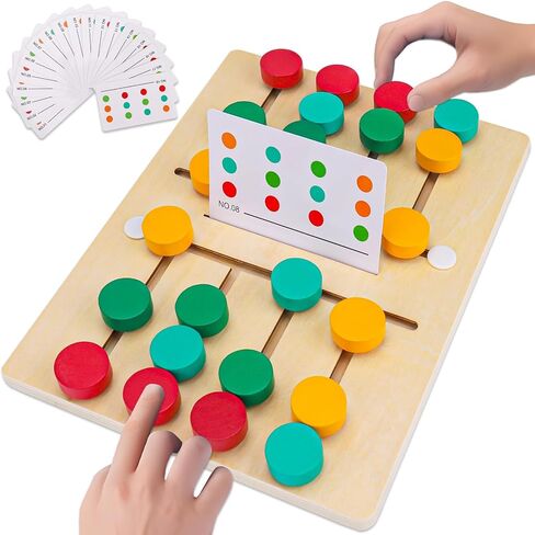 Montessori Learning Toys Slide Puzzle Color & Shape Matching Brain Teasers Logic Game Preschool Educational Wooden Toys for Kids Boys Girls Age 3 4 5 6 7 Years Old Airplane Travel Toys Birthday Gifts in Kuwait